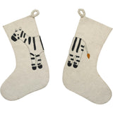 Hand Felted Wool Kids Christmas Stocking - Double Sided on Cream
