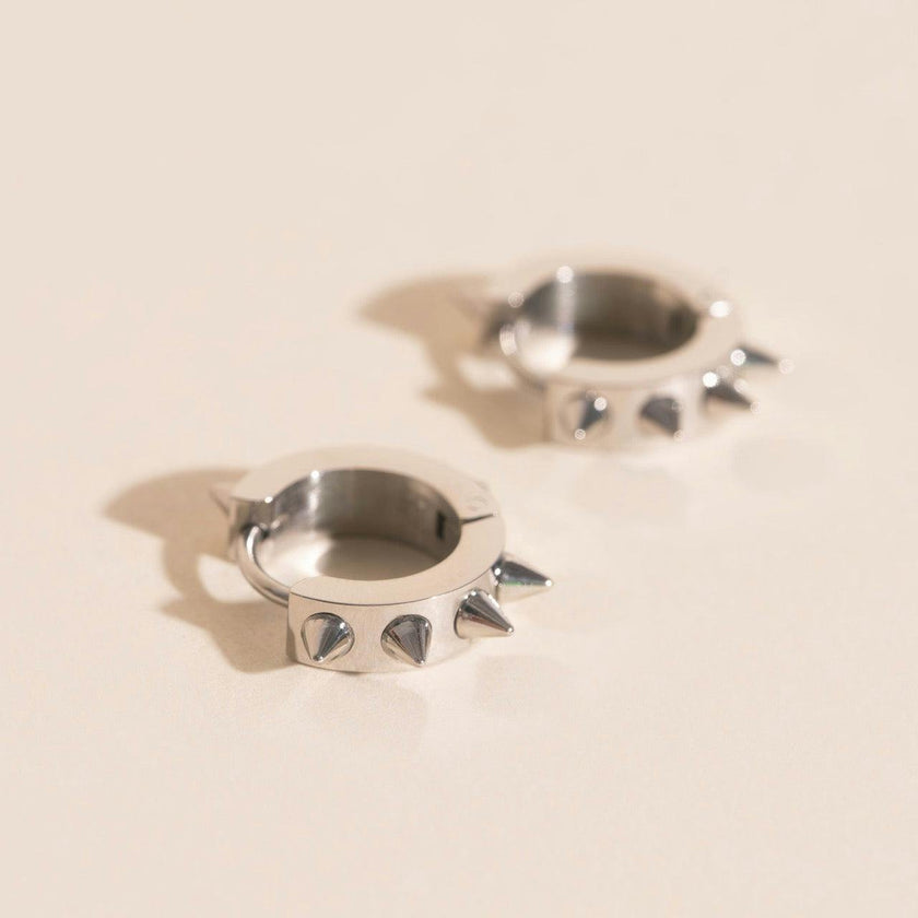 Spiked Chunky Huggie Hoop Earrings