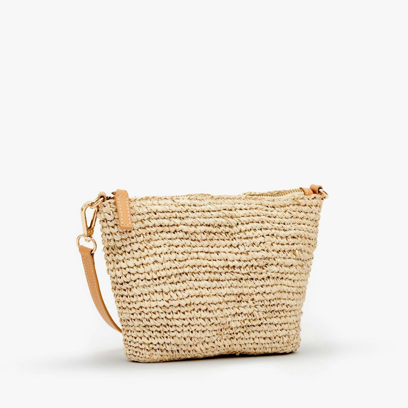 Women's Harley Leather Strap Small Woven Raffia Bag