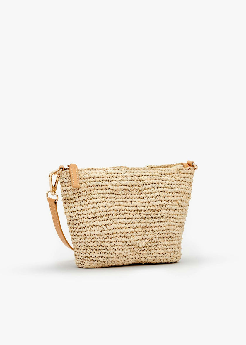 Women's Harley Leather Strap Small Woven Raffia Bag