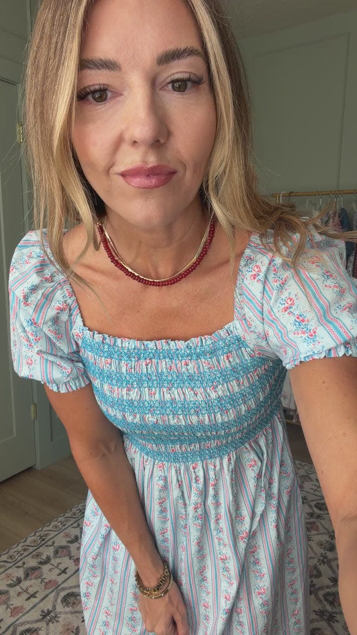 Sunday Best Dress in Rosette Linear Stripe