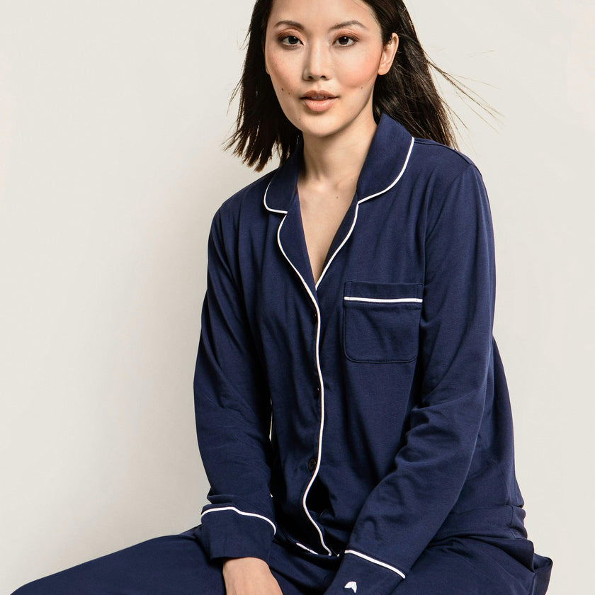 Women's Pima Pajama Set in Navy