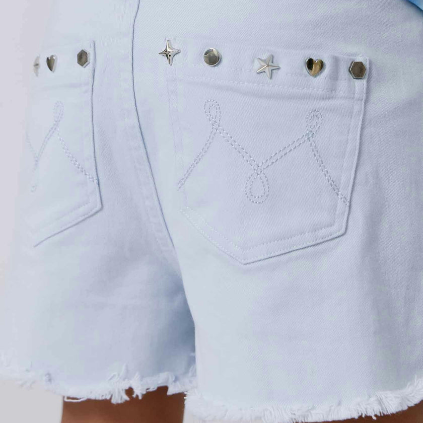 Girls Twill Stud Short in Cloud Blue