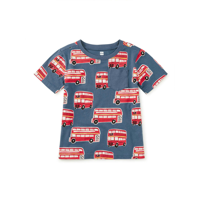 Printed Pocket Tee, Double Decker Bus