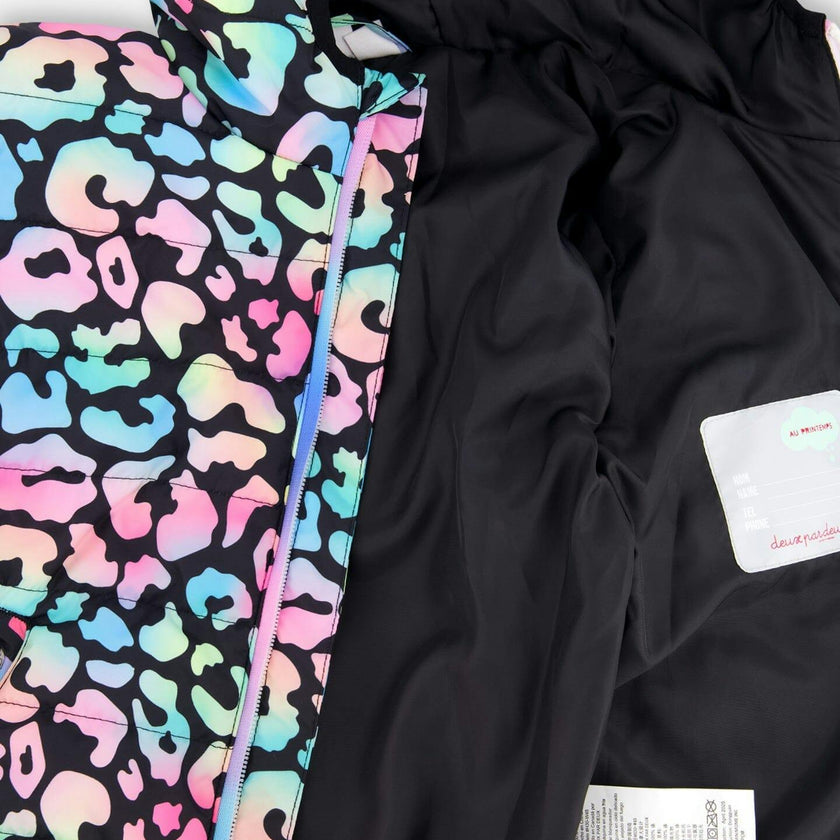 Quilted Mid-Season Jacket Black Animal Print