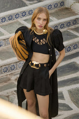 Frida Linen Shorts - Black