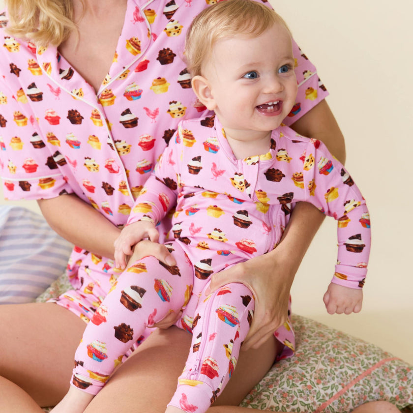 Baby Bamboo Romper - Pink Cupcakes