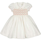 Bagatelle White/Pink Silk Handmade Smocked Dress