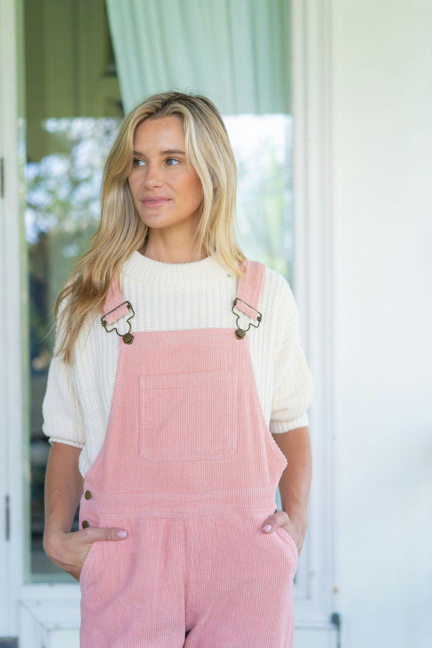 Adult Pink Chunky Cord Overalls