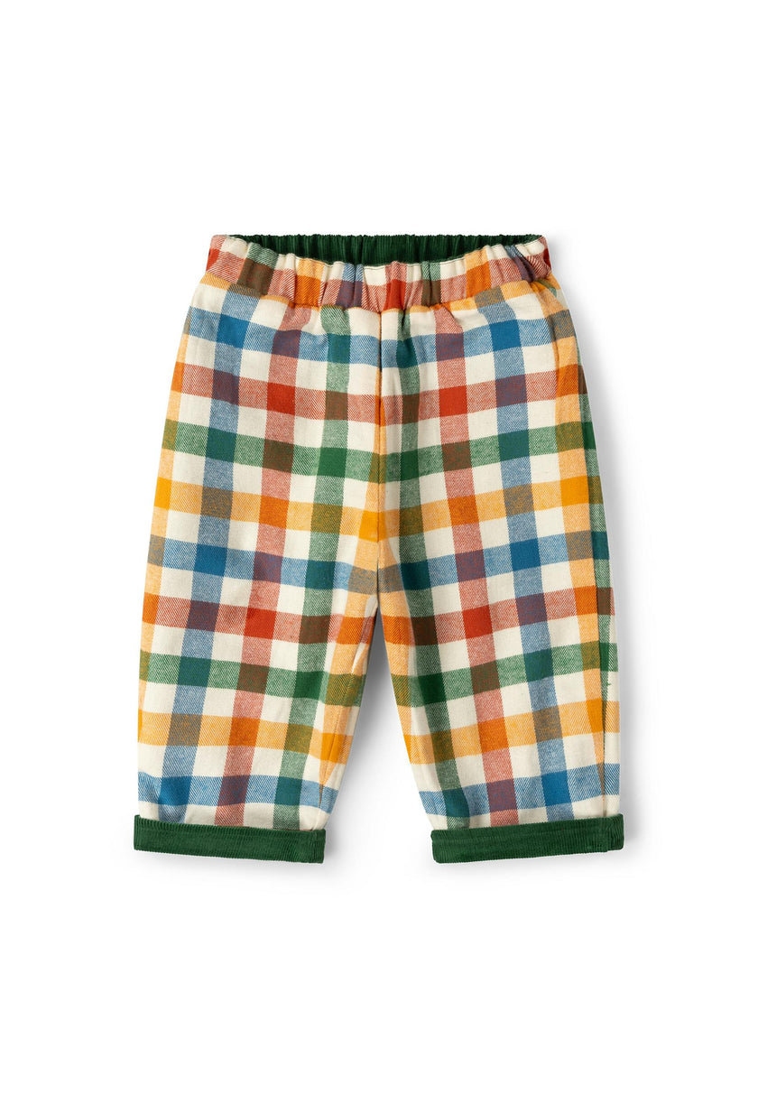 Olive Check Reversible Pull On Trousers, Green