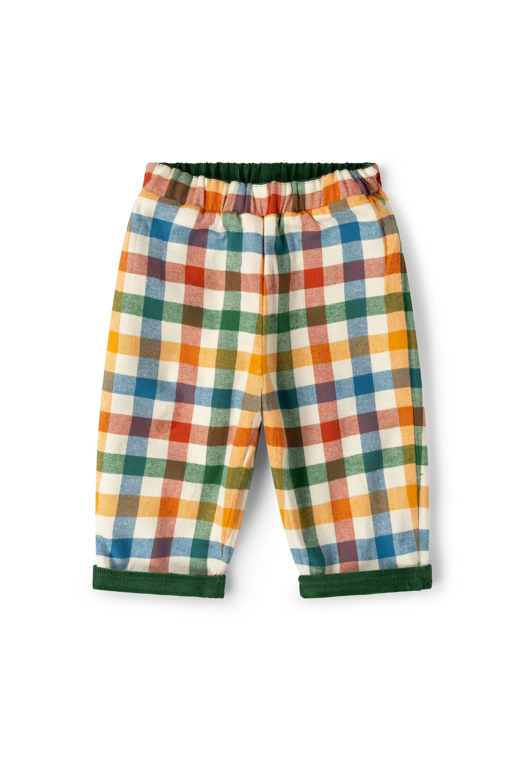 Olive Check Reversible Pull On Trousers, Green