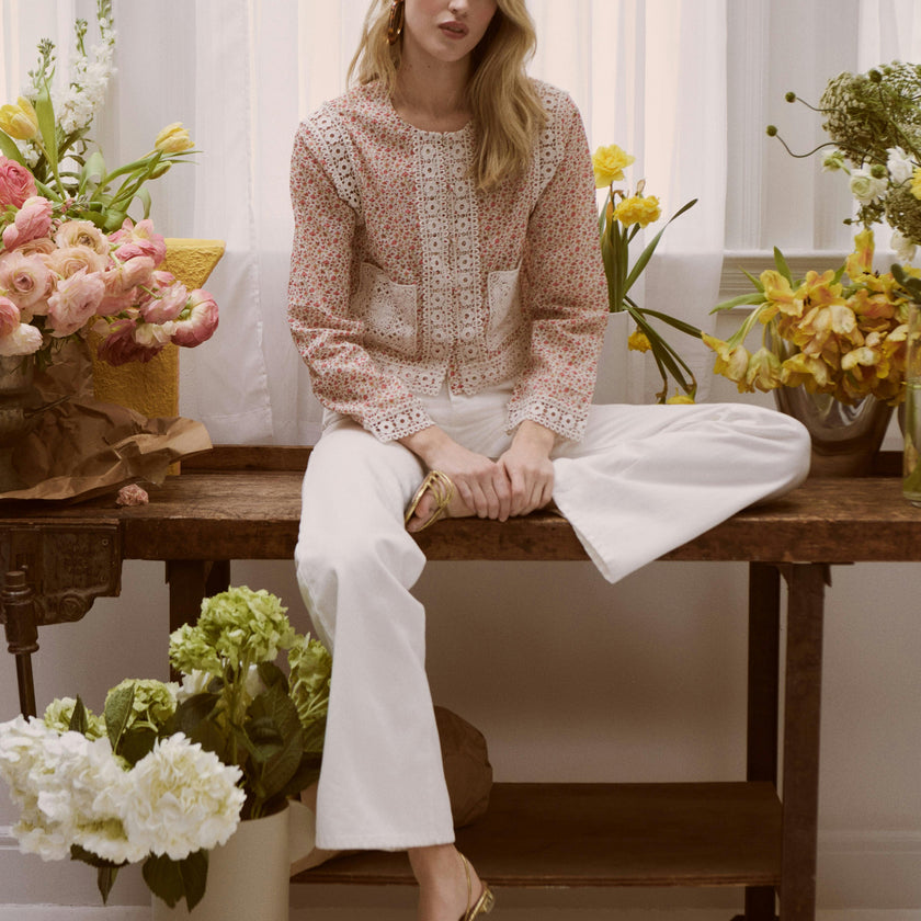 The Tory Top - Ivory Geo Ditsy
