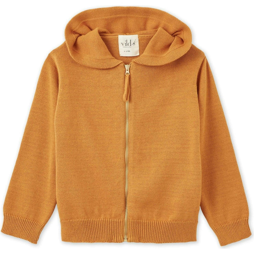 Organic Cotton Knit Cardigan, Orange