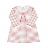 Girls Gingham Dress with Velvet Bow