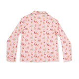 Vintage Reindeer & Santa Pink - Adult Long Sleeve Coat Style and Pant with Pockets