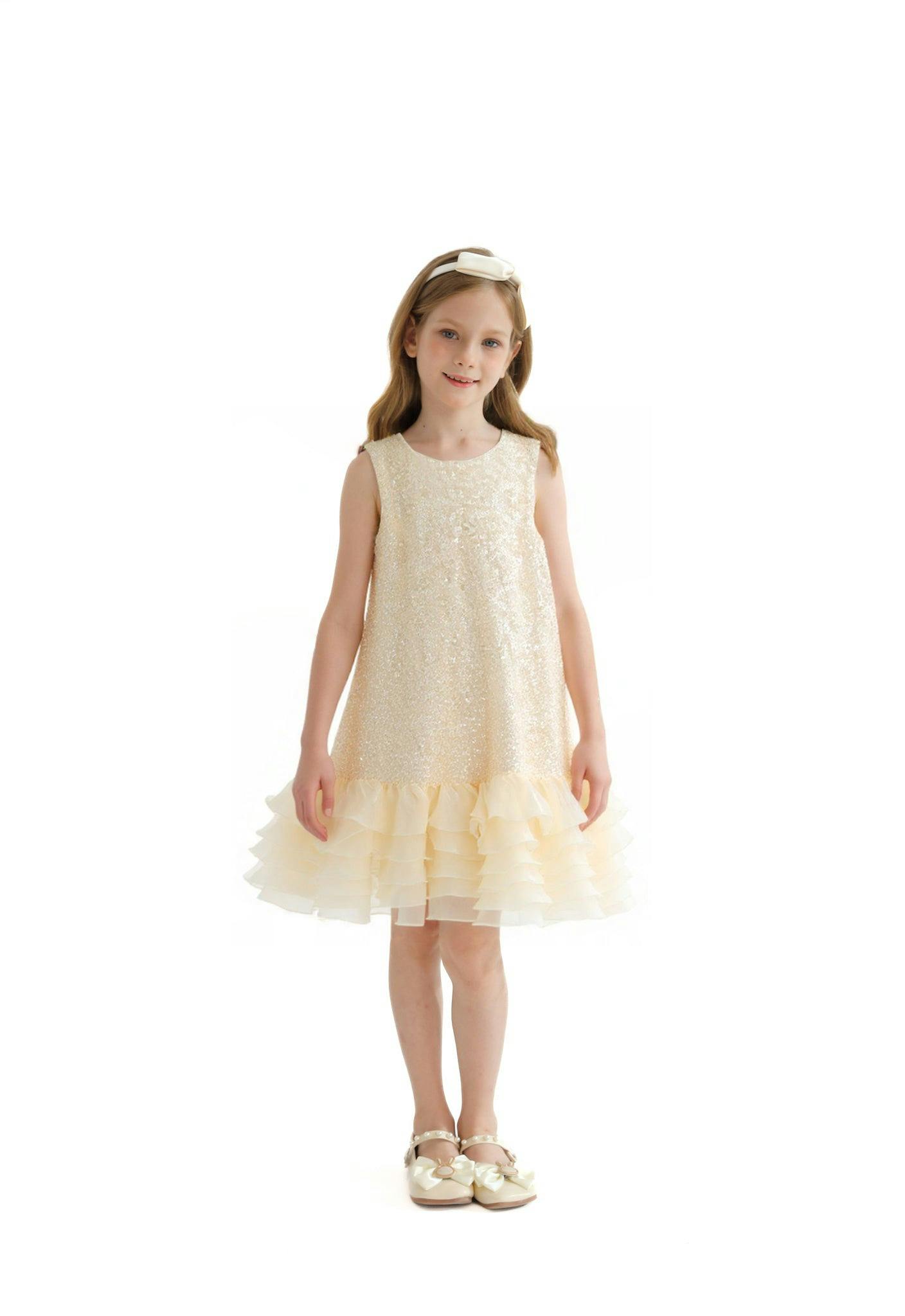 Gold Sparkling Bow Catania Dress