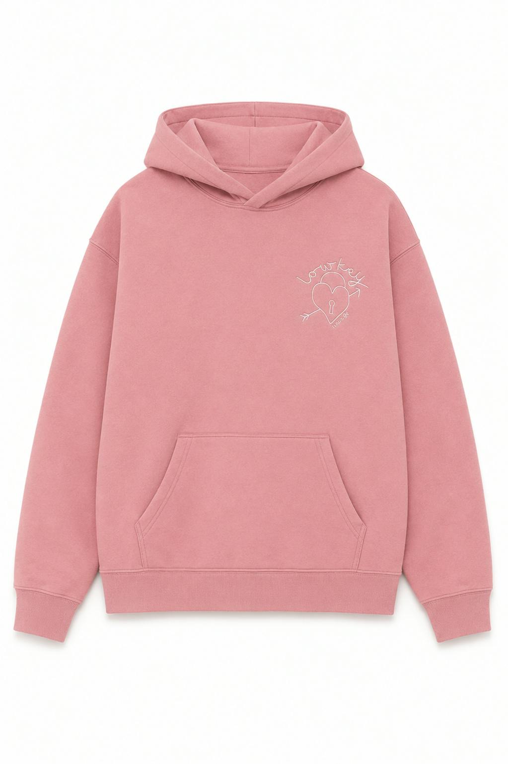 Lea Rose Pink French Terry Oversized Hoodie - Low Key