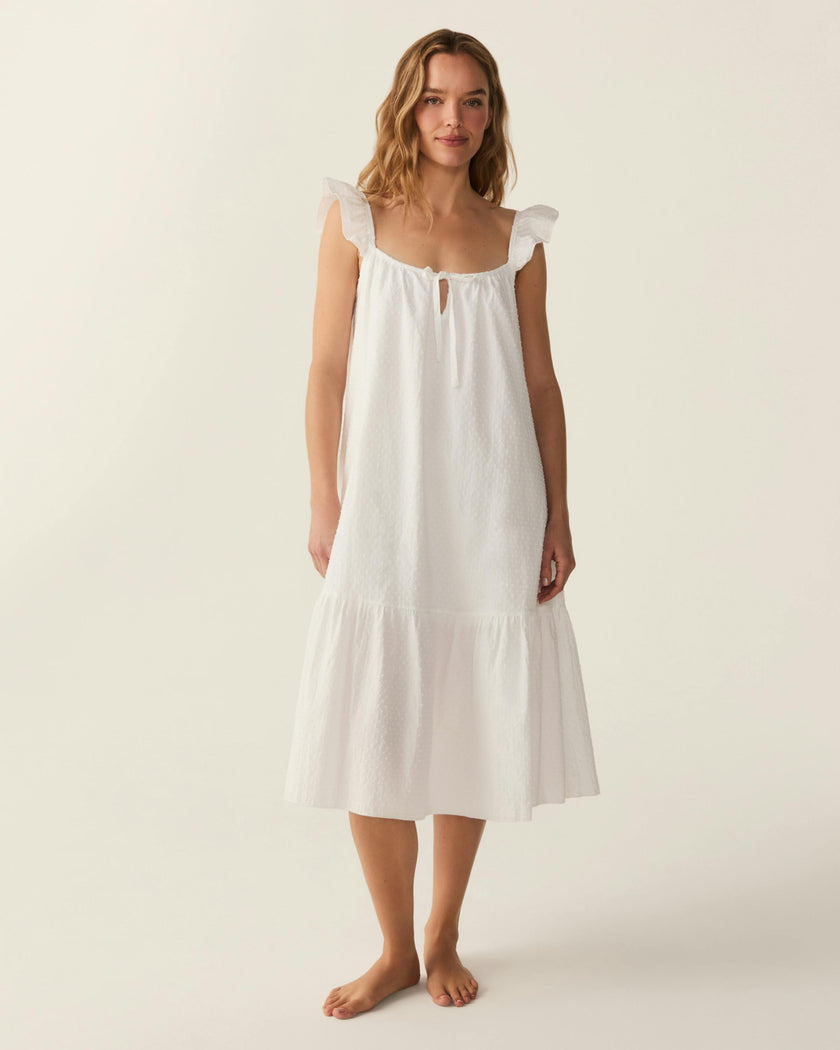Women's Swiss Dots Celeste Nightgown in White