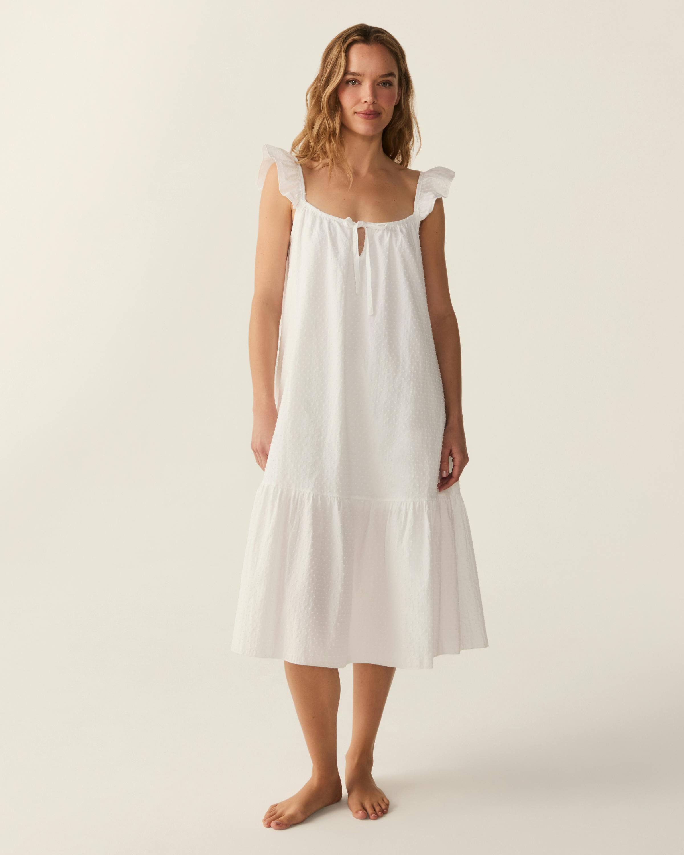 Women's Swiss Dots Celeste Nightgown in White