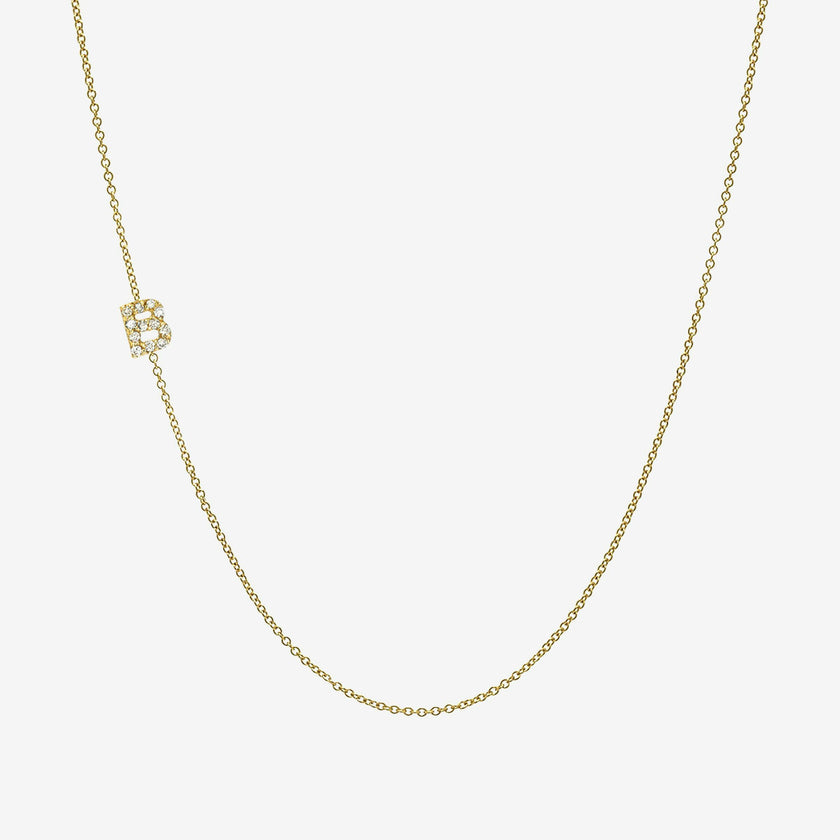 Mini Diamond Asymmetrical Initial Necklace