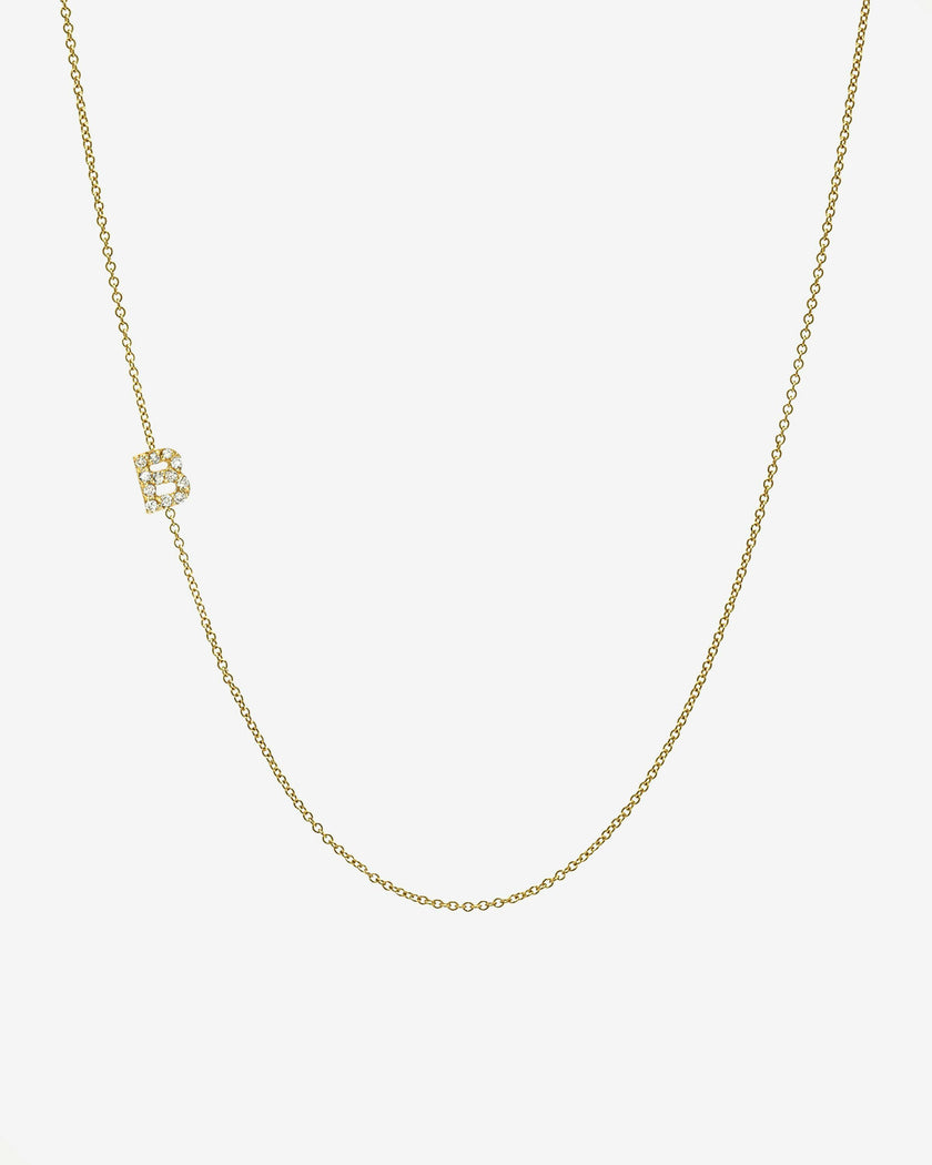 Mini Diamond Asymmetrical Initial Necklace