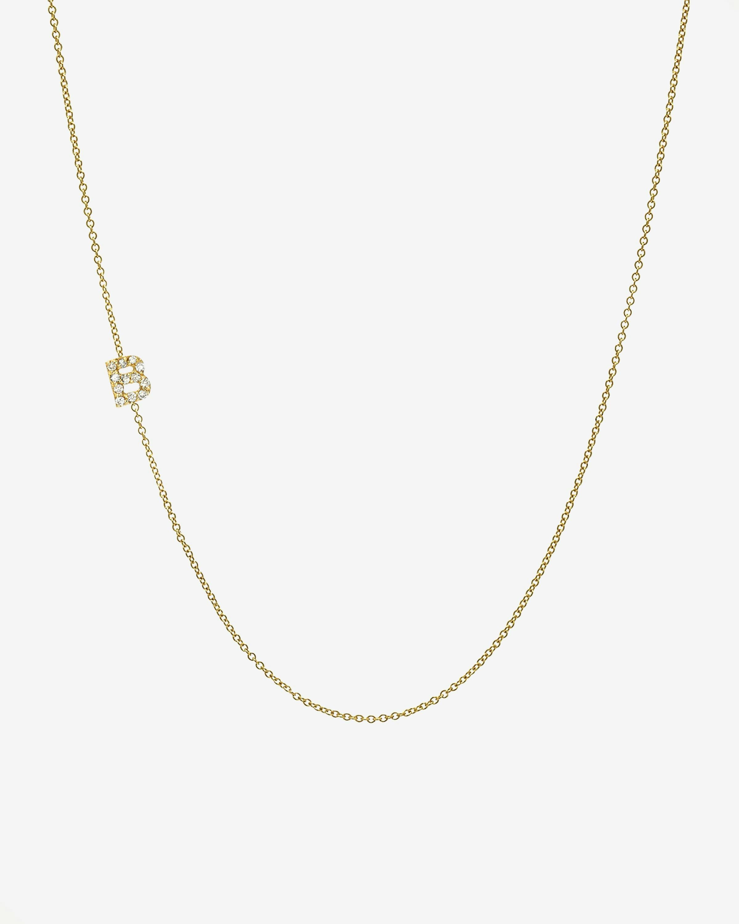 Mini Diamond Asymmetrical Initial Necklace