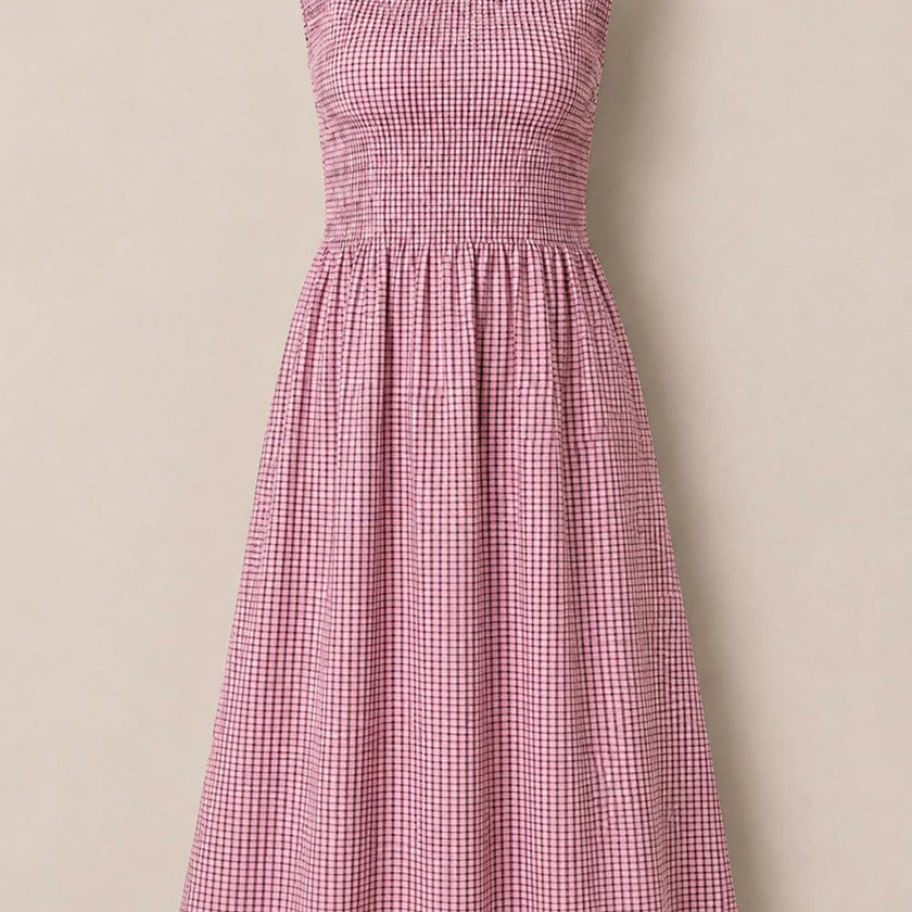 Ana Dress in Pink & Brown Gingham