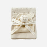 Pique Blanket Hat and Lamb Teether Gift Set
