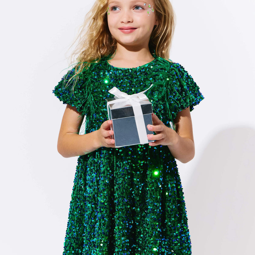 Emerald Shimmer Party Dress