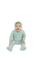 Embroidered Romper, Cardigan, and Bonnet Three Piece Set