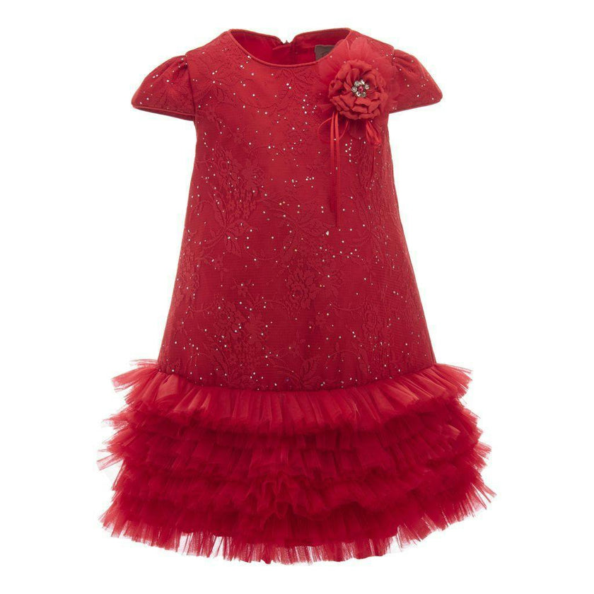 Red Glitter Empire Dress