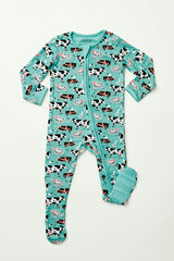 Soft & Stretchy Zipper Footie - Farm Friends