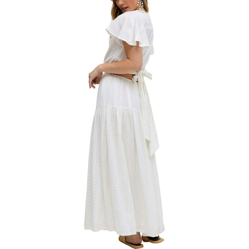 Candice Flutter Sleeve Jacquard Maxi Dress
