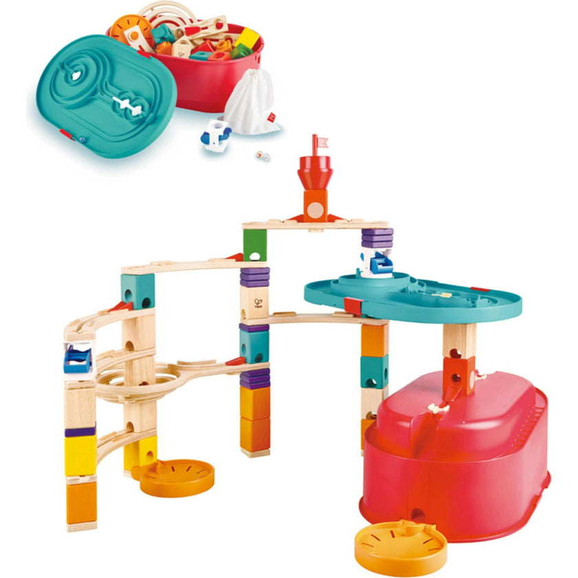 Quadrilla Stack Track Bucket Wooden Marble Run Construction