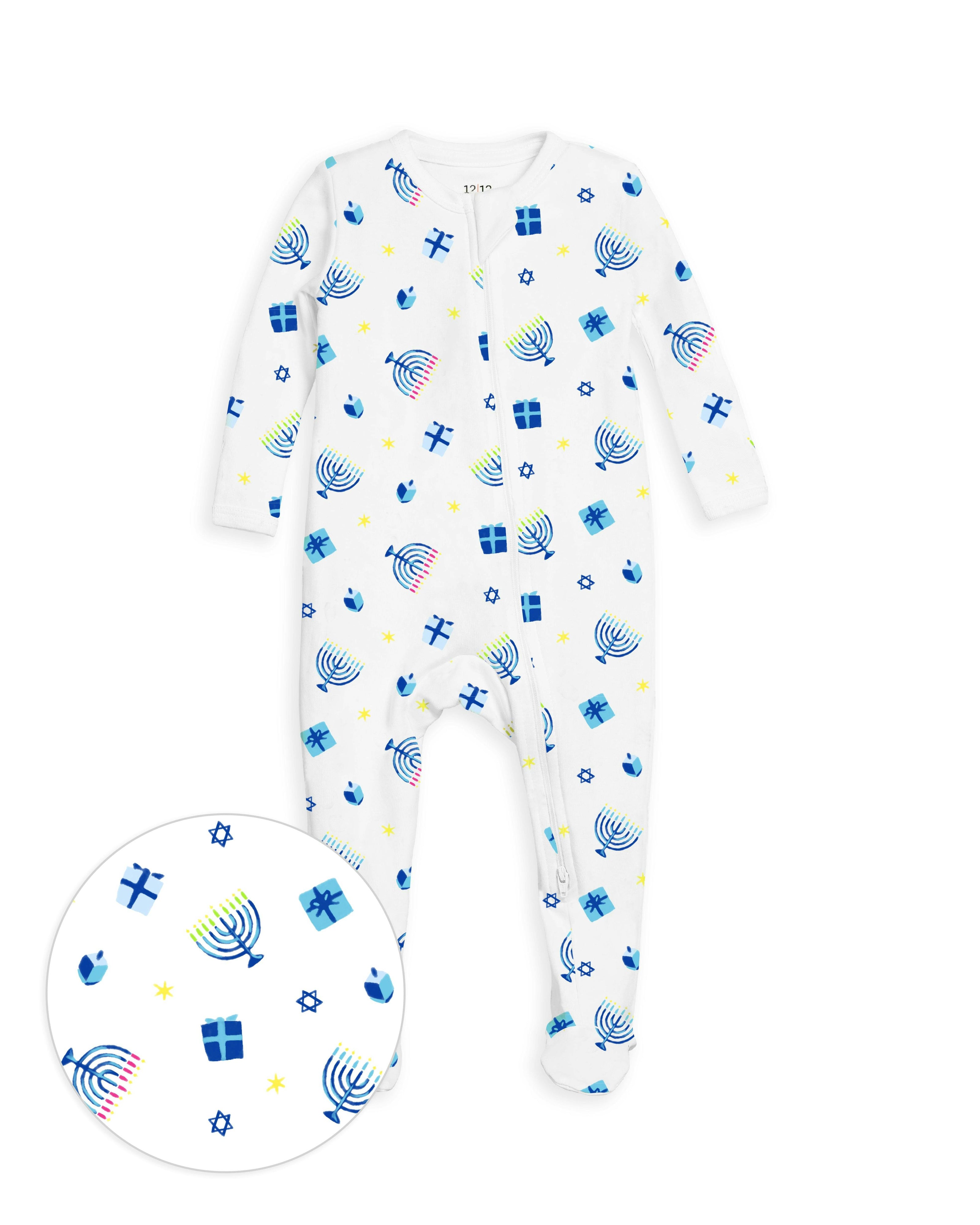 The Organic Zipper Footie [Happy Hanukkah]