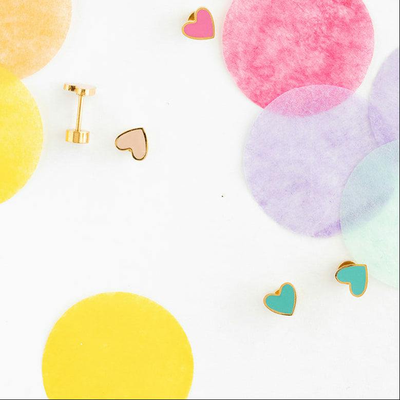 Enamel Turquoise Heart Stud