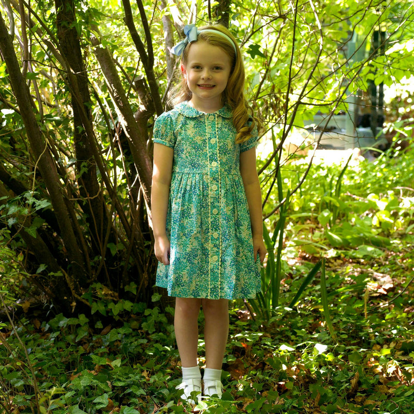 Blue Floral Button Front Dress