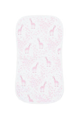 Pink Giraffe Print Burp Cloth