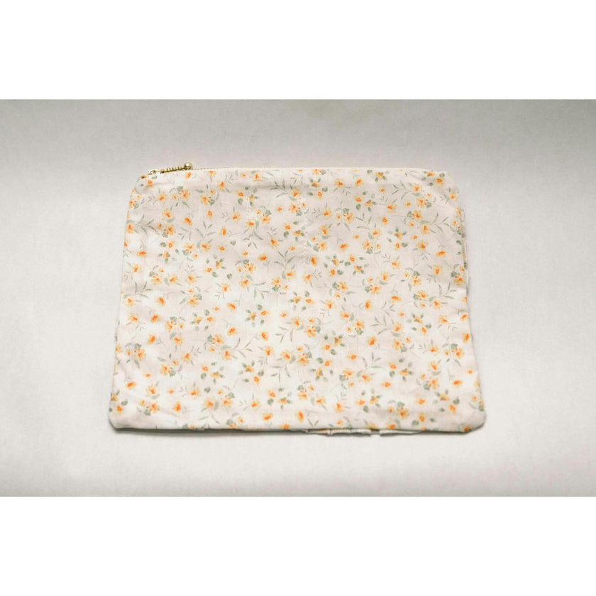 Timeless Floral Ruffle Zipper Pouch | Lemon Blossoms