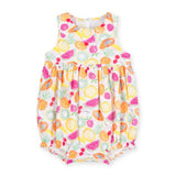Fruit Print Romper with Neck Ruffle