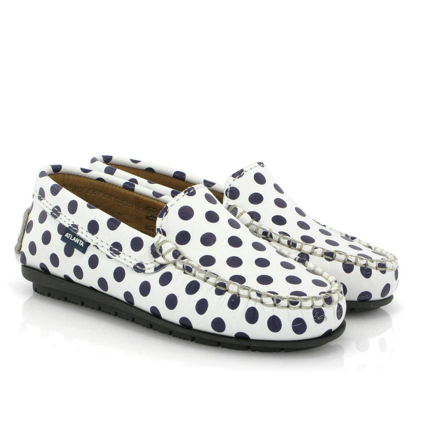Dots Smooth Leather Walkers, White