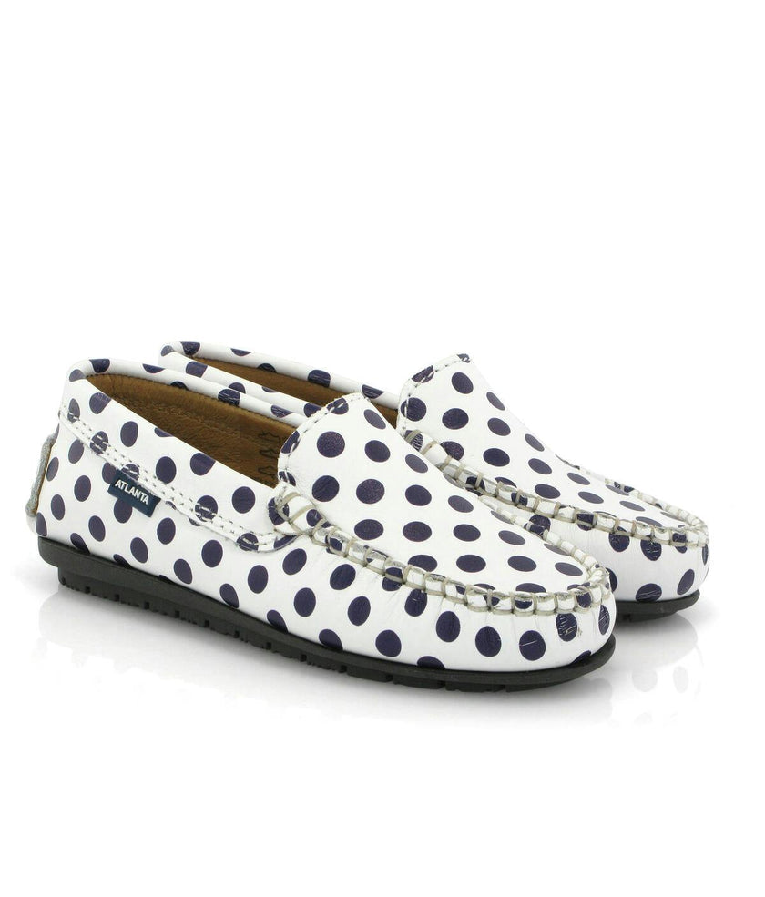 Dots Smooth Leather Walkers, White