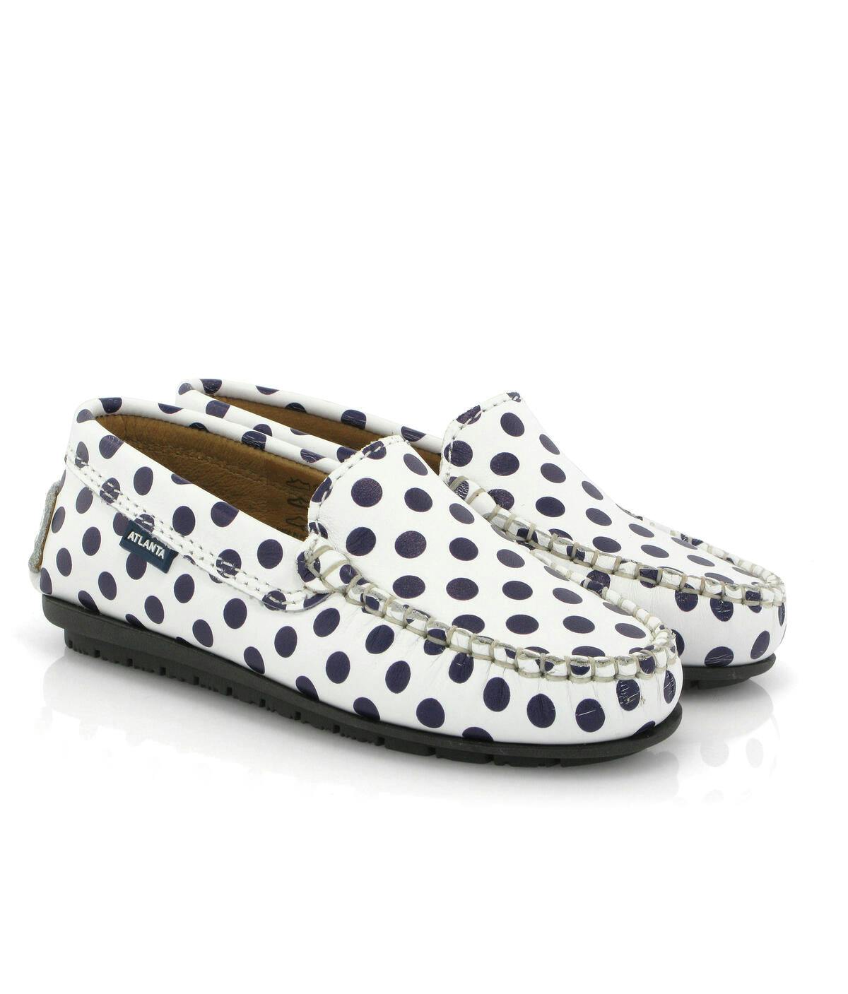 Dots Smooth Leather Walkers, White