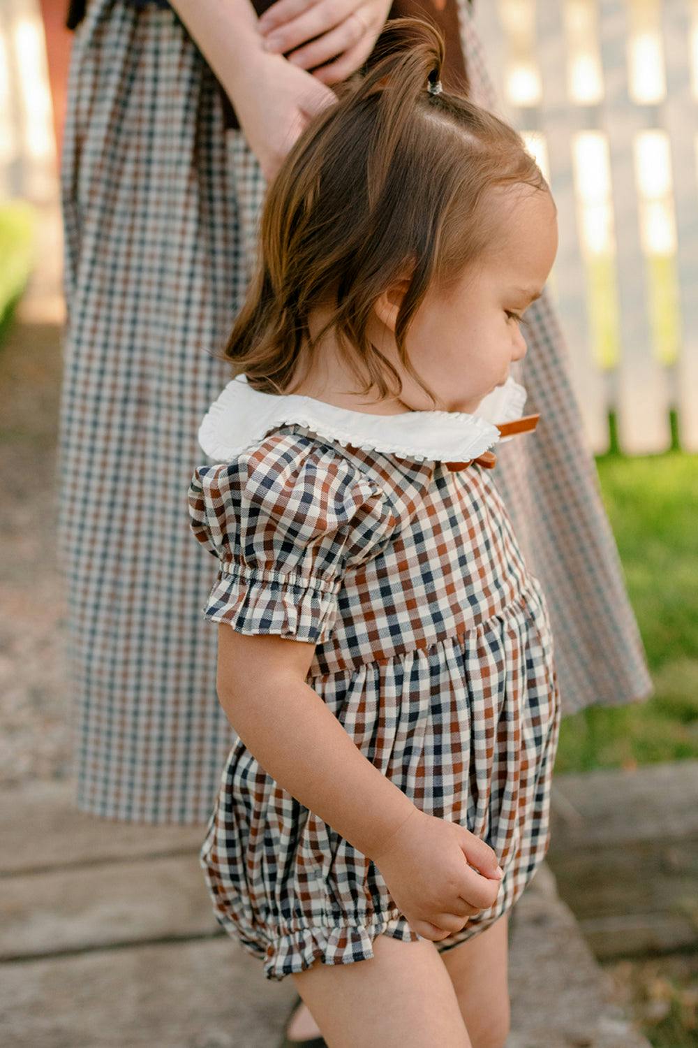 Baby Emery Romper in Chestnut Gingham