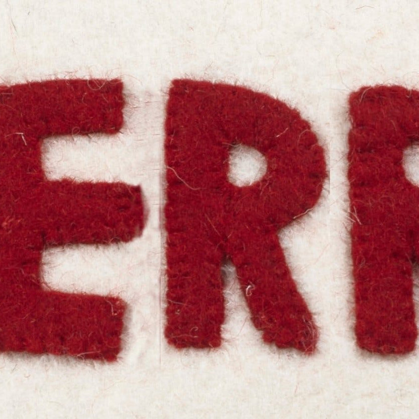 Hand Felted Wool Christmas Pillow - MERRY Wreath Cream - 20" Arcadia Home