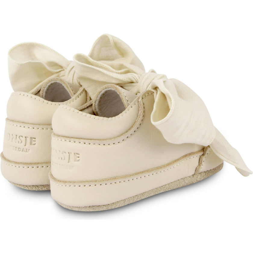 Lonny Chiffon Bow Small Wavy Edge Leather Shoes