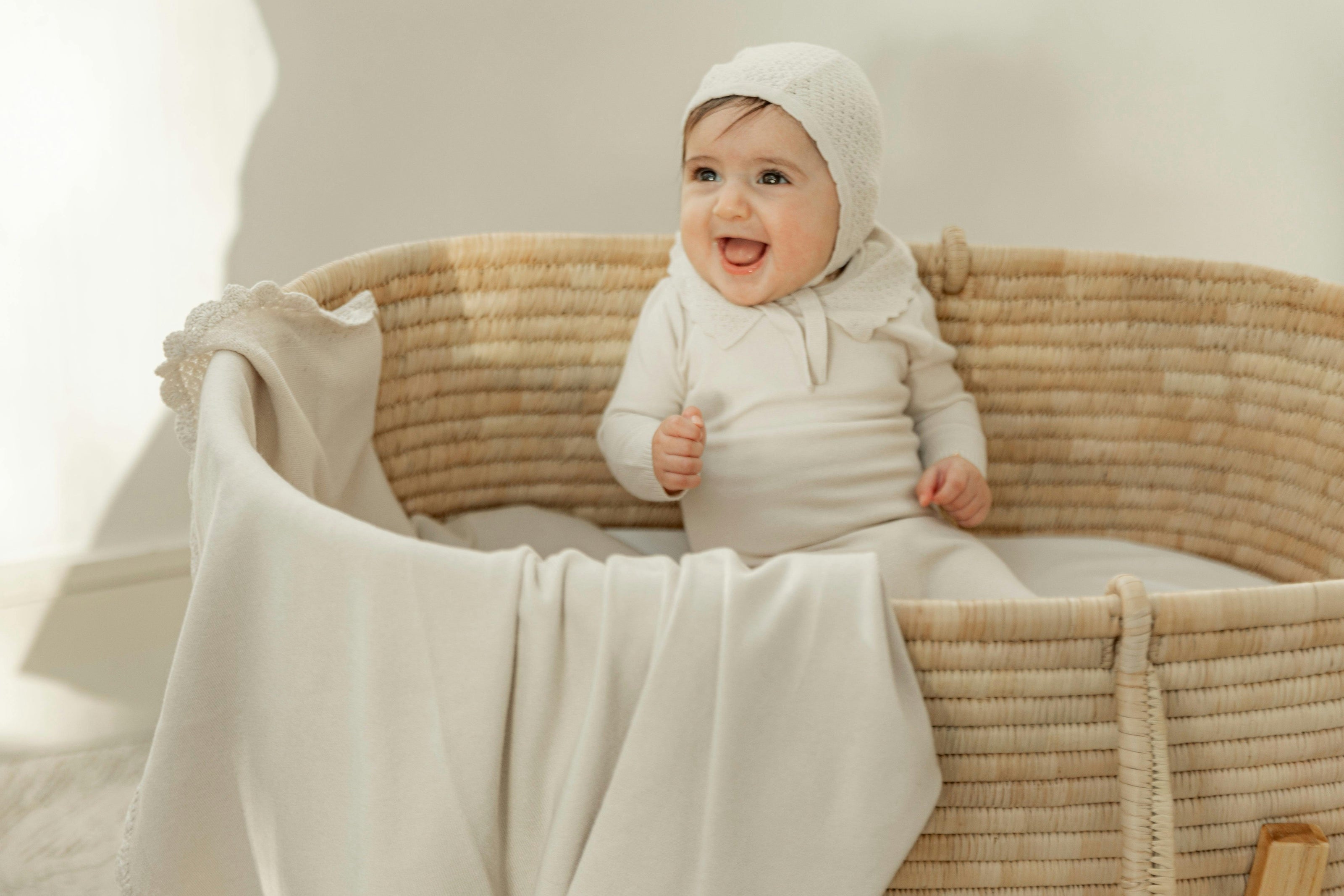 Knit Crochet Blanket Light Beige