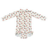 Girls One-Piece Ruffle Rash Guard Swimsuit in Zoey Daisy