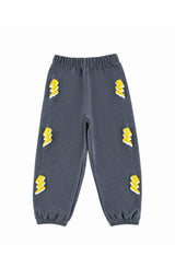 Brushed Fleece Jogger Pant with Lightning Patches, Gray