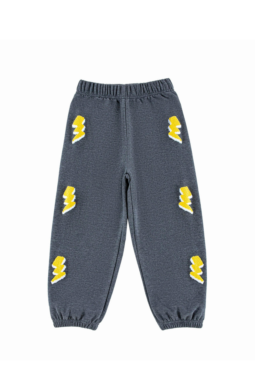 Brushed Fleece Jogger Pant with Lightning Patches, Gray